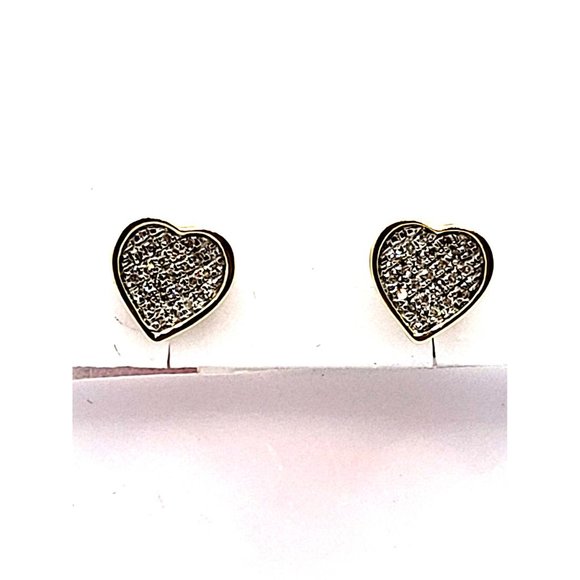 .10ct G SI 10K Yellow Gold Diamond Heart Shaped Fashion Earrings - Picture 1 of 7